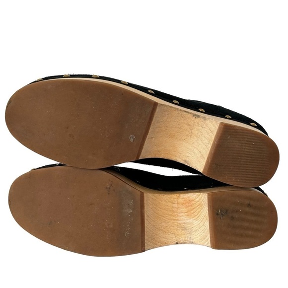 J. Crew Black Suede Leather Studded Clog Boots Size 10.5 - Picture 5 of 6